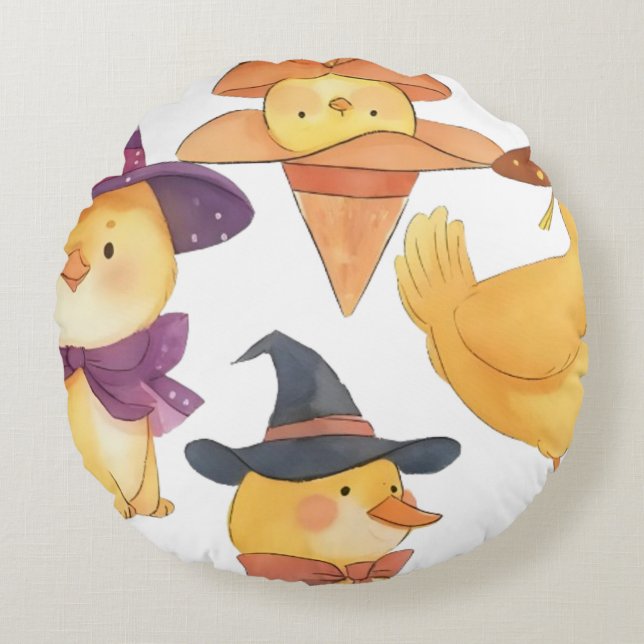 Witch Duck Round Cushion (Front)