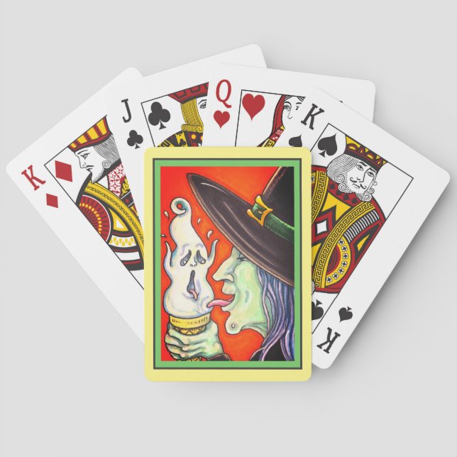 WITCH EATING SCREAMING ICE CREAM CONE, HALLOWEEN PLAYING CARDS (Back)