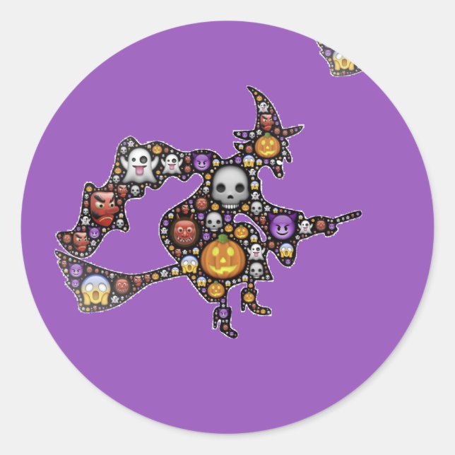witch emoji classic round sticker (Front)