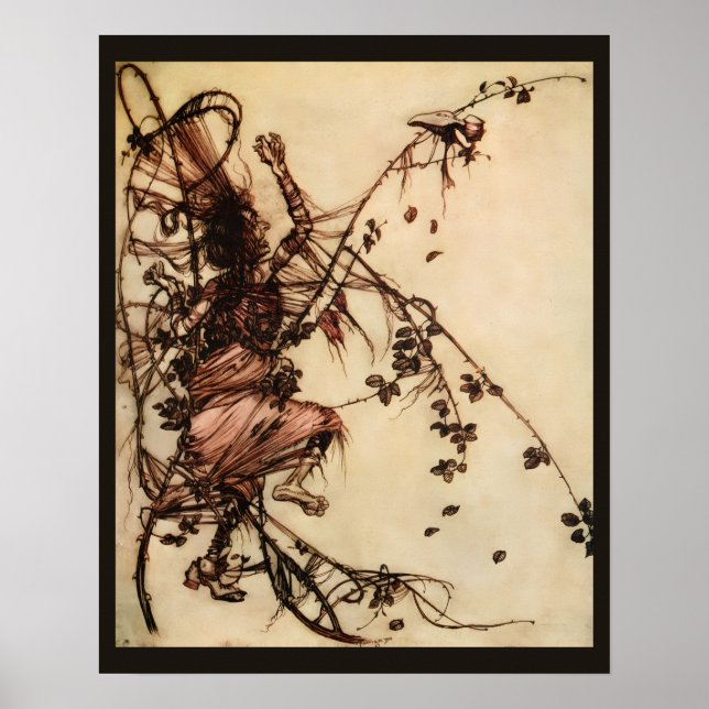 Witch Entangled in Thorns by Arthur Rackham Poster (Front)