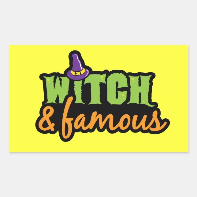 Witch & Famous Rectangular Sticker (Front)