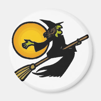 Witch Flies By Moon Magnet