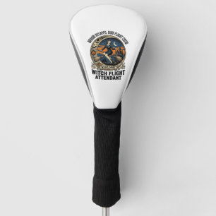 Witch flight attendant Halloween broom broke desig Golf Head Cover