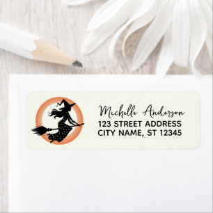 Witch Flying Across a Full Moon Return Address 