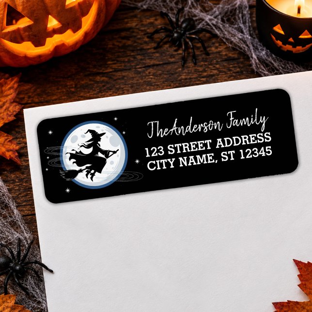 Witch Flying Across a Full Moon Return Address     (Creator Uploaded)
