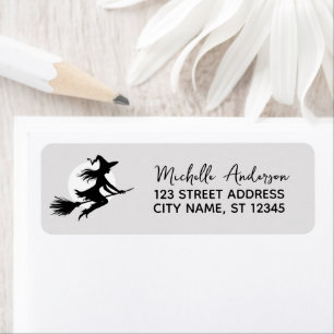Witch Flying Across a Full Moon Return Address 