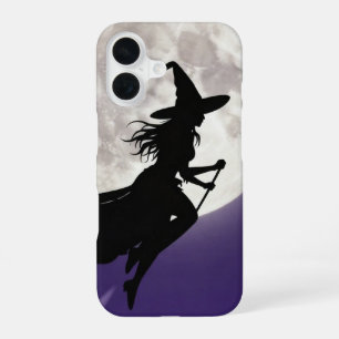 Witch Flying Across Full Moon Phone Case