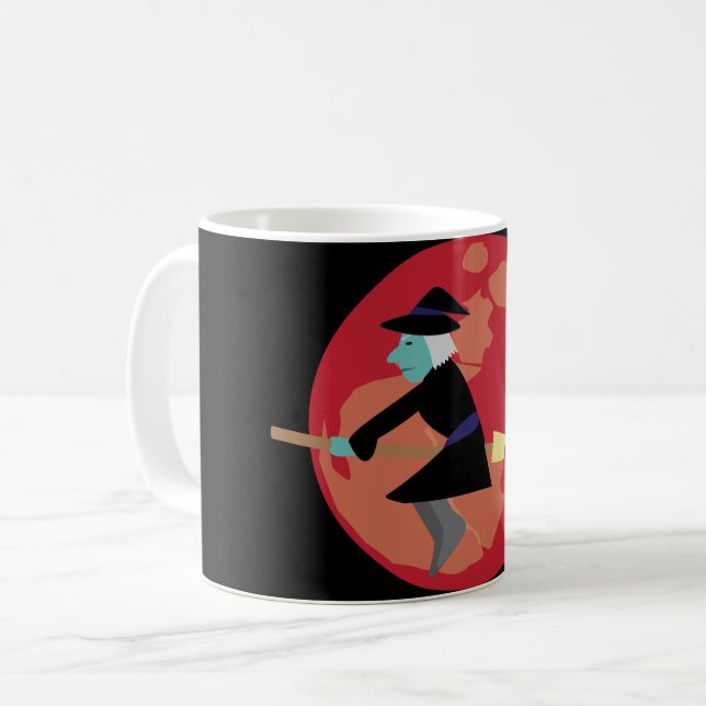 Witch Flying at Night Coffee Mug (Front Left)