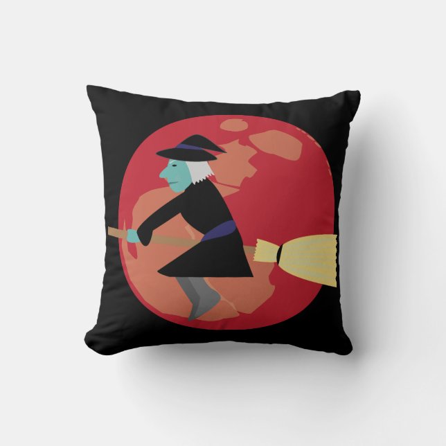 Witch Flying at Night Cushion (Front)