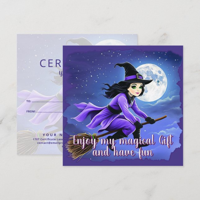 Witch flying of a broom - Wicca Halloween 1 (Front/Back)