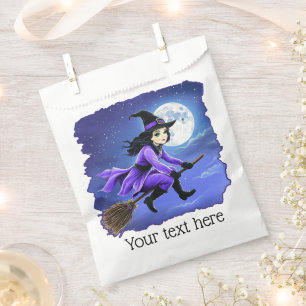 Witch flying of a broom - Wicca Halloween 1 Favour Bags