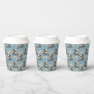 Witch flying on the cresent moon paper cups