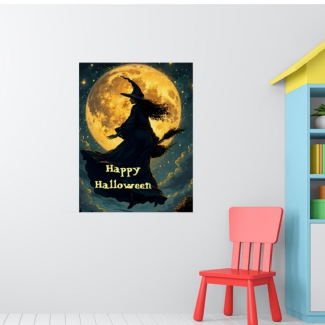 Witch Flying Over Full Moon Halloween Poster (Creator Uploaded)