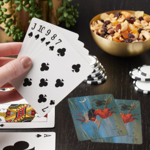 Witch Flying with Black Cat on Halloween Night Playing Cards