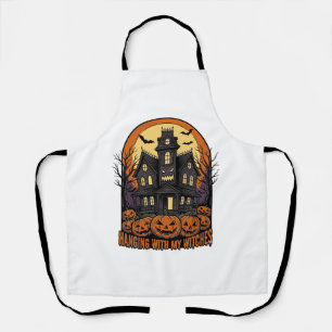 Witch Friends Halloween Haunted House Shirt_1 Apron