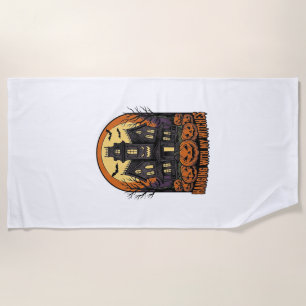 Witch Friends Halloween Haunted House Shirt_1 Beach Towel
