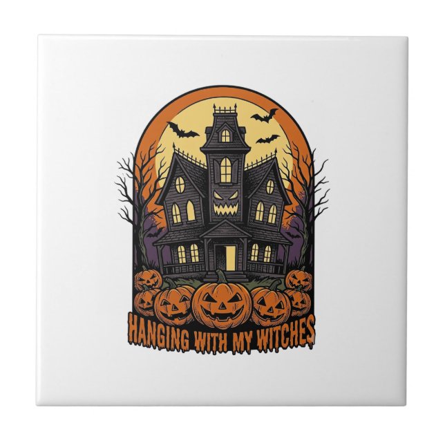 Witch Friends Halloween Haunted House Shirt_1 Tile (Front)