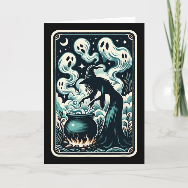Witch Ghost Cauldron Gothic Supernatural Tarot Car Card (Front)