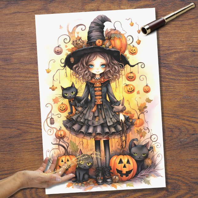 Witch Girl 6 Halloween Decoupage Paper (Creator Uploaded)