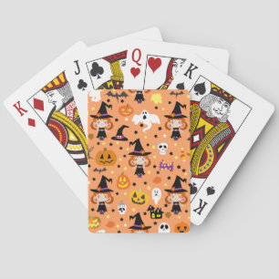 Witch Girl Halloween Pattern Playing Cards