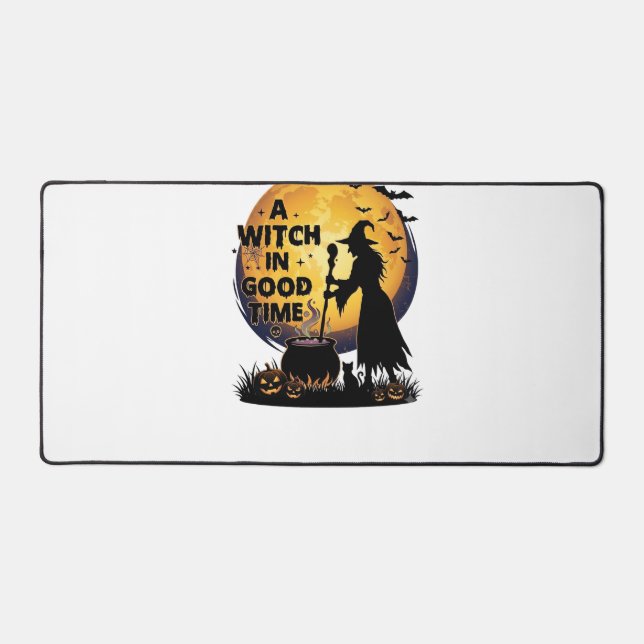 Witch Good Time Halloween Moon Cauldron_1 Desk Mat (Front)