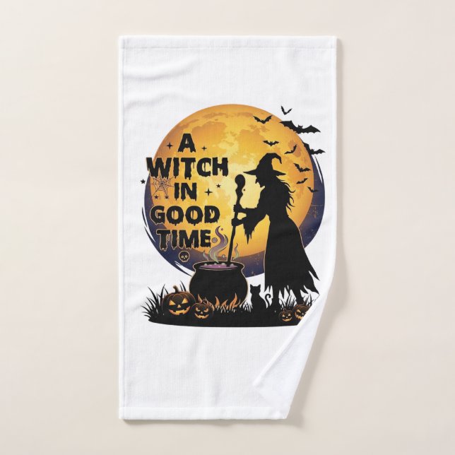 Witch Good Time Halloween Moon Cauldron_1 Hand Towel (Hand Towel)