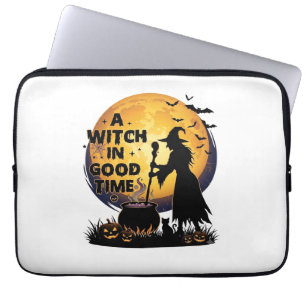 Witch Good Time Halloween Moon Cauldron_1 Laptop Sleeve