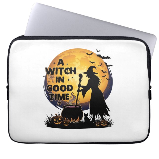 Witch Good Time Halloween Moon Cauldron_1 Laptop Sleeve (Front)