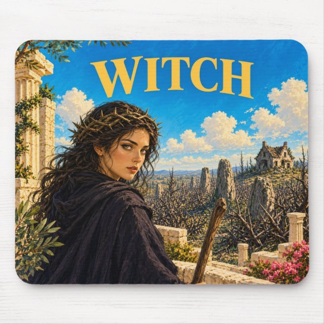 Witch, Gothic Fantasy Monster Mouse Pad (Front)