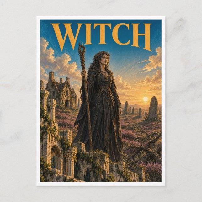 Witch, Gothic Fantasy Monster Postcard (Front)