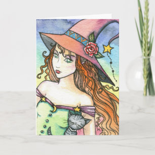 Witch Grey Tabby Card Notecard by Molly Harrison
