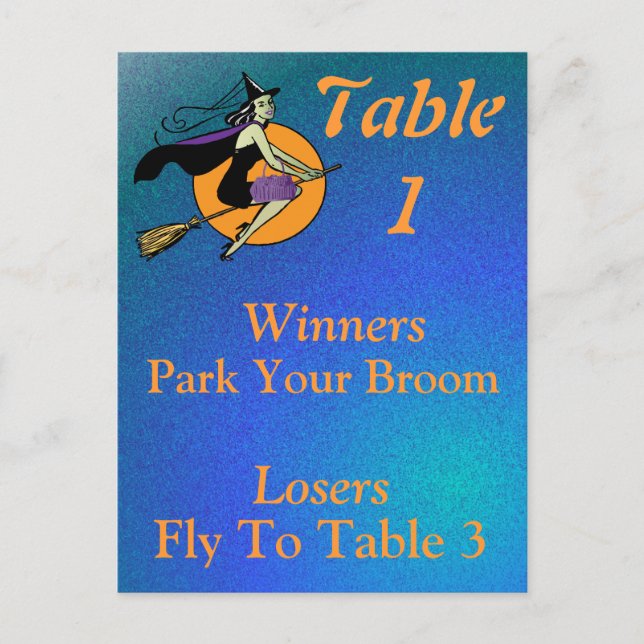 Witch Halloween Bunco Table Card Number 1 (Front)