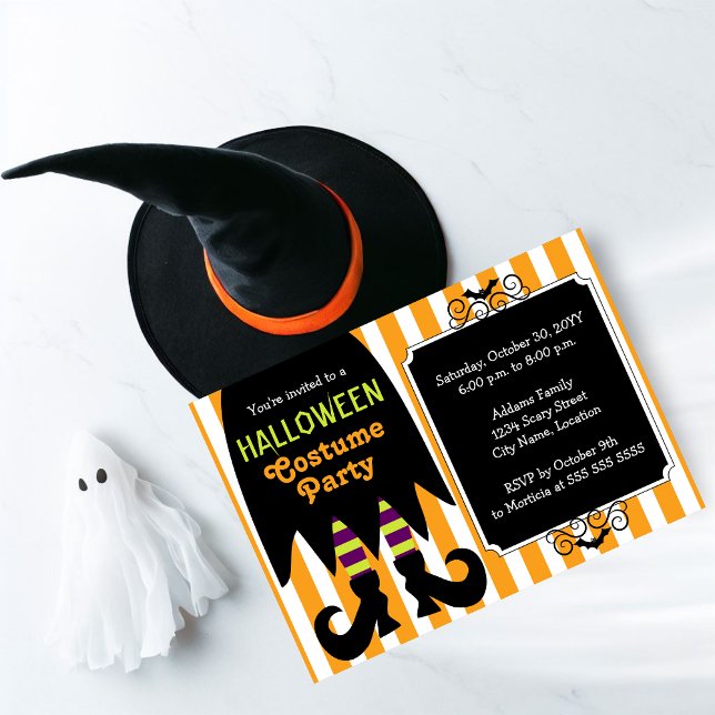 Witch Halloween Costume Party Invitation (A bewitching Halloween costume party invite perfect for kids and adults.)