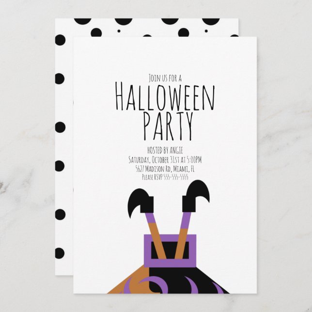 Witch Halloween Cute Birthday Party Event   Invitation (Front/Back)