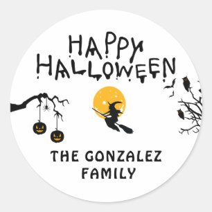 Witch Halloween Family Round Sticker