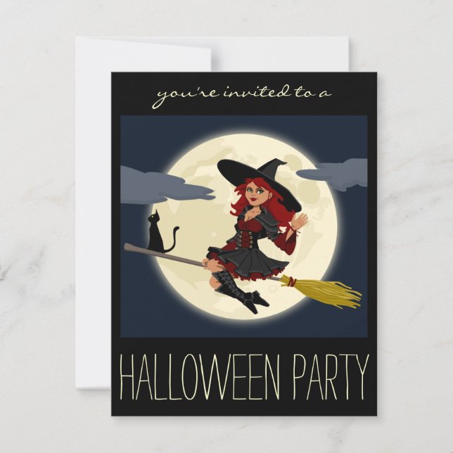 Witch Halloween Party Adult Invitations (Front)