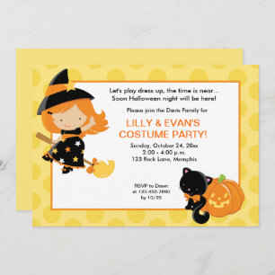 Witch Halloween Party Girls Birthday Invite