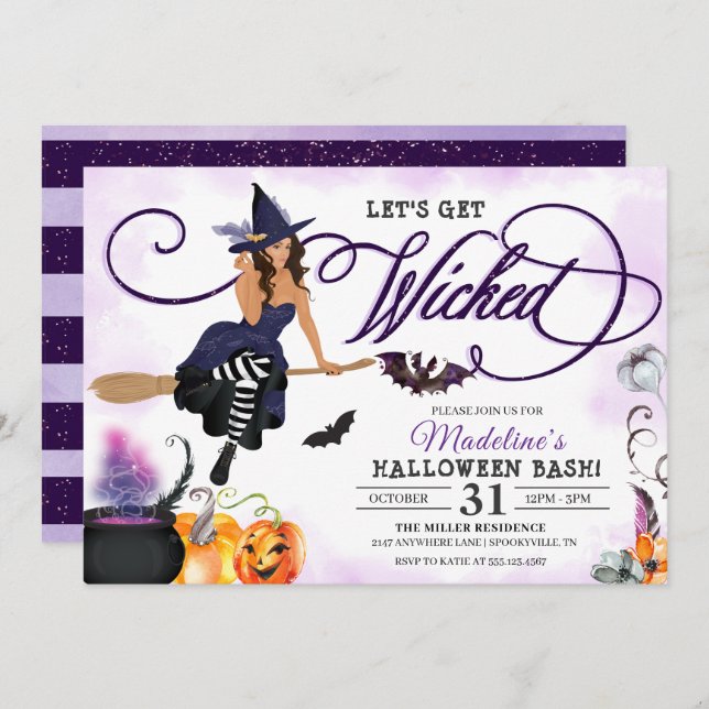 Witch Halloween Party Invitation (Front/Back)
