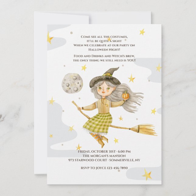 Witch Halloween Party Invitation (Front)