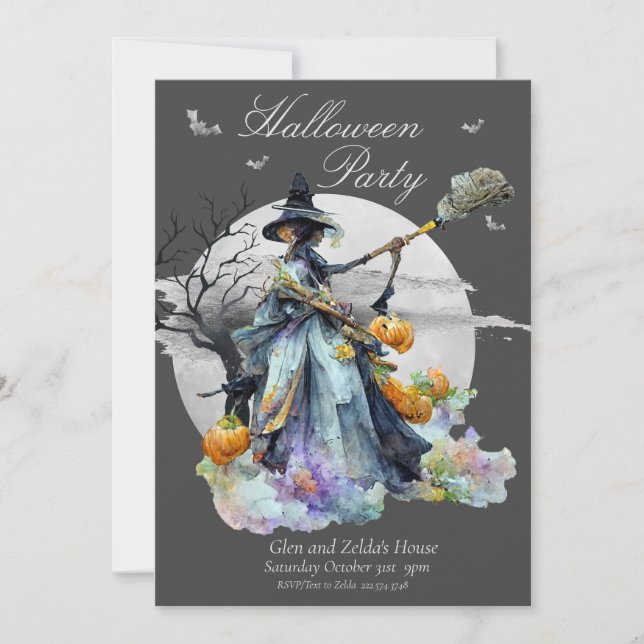 Witch Halloween Party Invitation (Front)