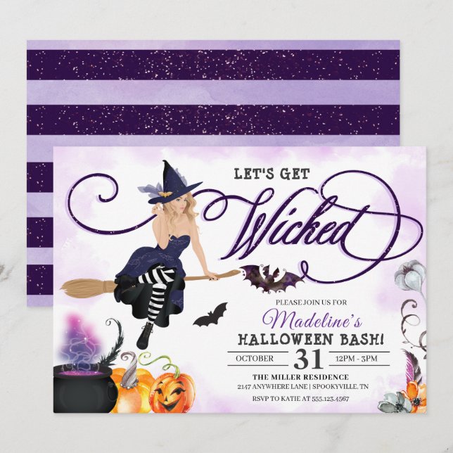 Witch Halloween Party Invitation (Front/Back)