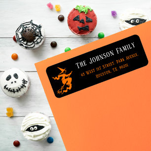 Witch Halloween Party Mail Black Return Address