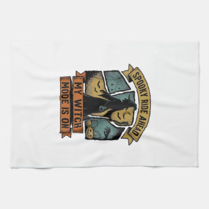 Witch Halloween Shirt Funny Vintage Witch Design_1 Tea Towel