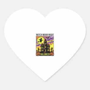 Witch Halloween Shirt Vintage Haunted House Night_ Heart Sticker