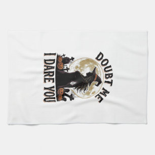 Witch Halloween Shirt with Vintage Moon Graveyard  Tea Towel