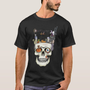Witch Halloween Skeleton Cat Kitty Costume Skull C T-Shirt