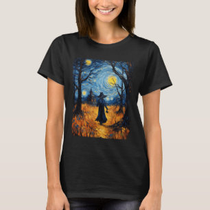 Witch Halloween Starry Night Van Gogh Costume Art  T-Shirt