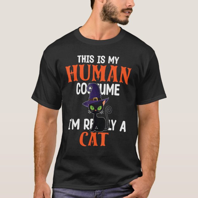 Witch Halloween This Is My Human Costume I'm Reall T-Shirt (Front)