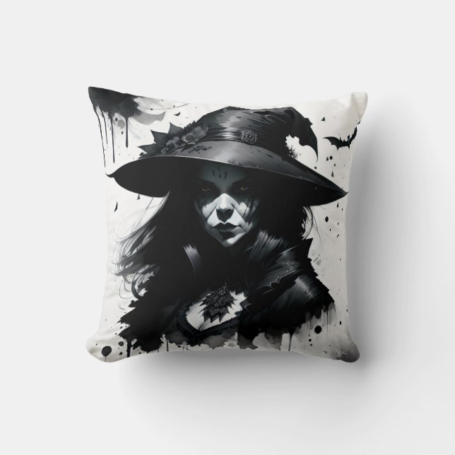 Witch Halloween Throw Pillow (Front)