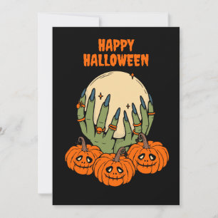 Witch hands with pumpkin halloween  holiday card
